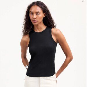 Madewell Black (Re)generative Cotton Ribbed Cutaway Tank - Size Medium